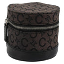 CELINE C Macadam Canvas Pouch PVC Leather Brown Gold Auth 184972A-1