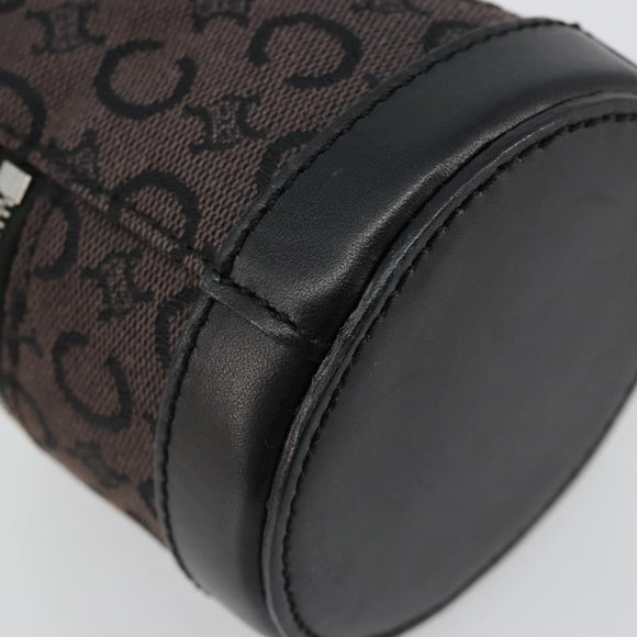 CELINE C Macadam Canvas Pouch PVC Leather Brown Gold Auth 184972A