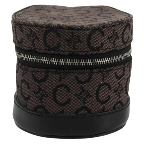 CELINE C Macadam Canvas Pouch PVC Leather Brown Gold Auth 184972A