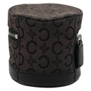 CELINE C Macadam Canvas Pouch PVC Leather Brown Gold Auth 184972A-2