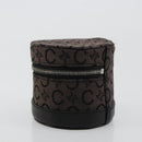 CELINE C Macadam Canvas Pouch PVC Leather Brown Gold Auth 184972A-3