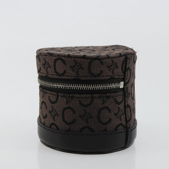 CELINE C Macadam Canvas Pouch PVC Leather Brown Gold Auth 184972A