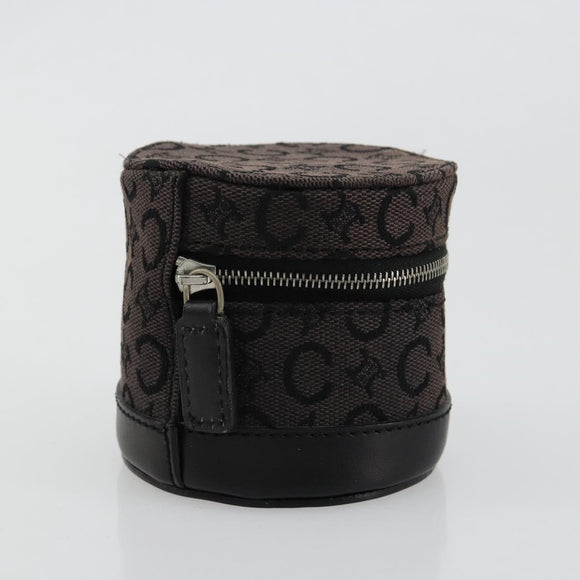 CELINE C Macadam Canvas Pouch PVC Leather Brown Gold Auth 184972A
