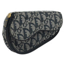 Christian Dior Trotter Canvas Satteltasche Marinegold Auth 184973A-1