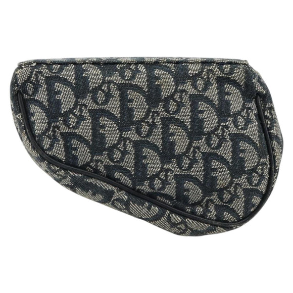 Christian Dior Trotter Canvas Satteltasche Marinegold Auth 184973A