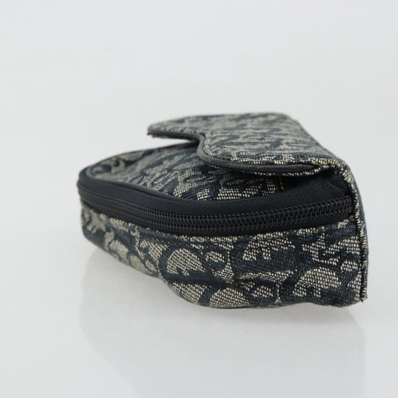 Christian Dior Trotter Canvas Satteltasche Marinegold Auth 184973A