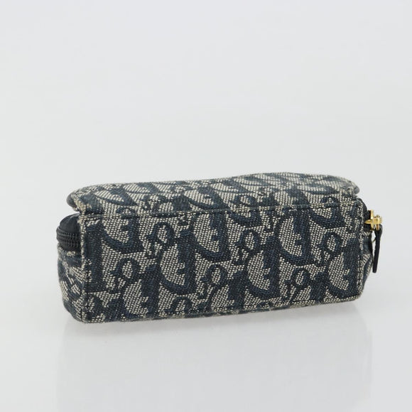 Christian Dior Trotter Canvas Satteltasche Marinegold Auth 184973A