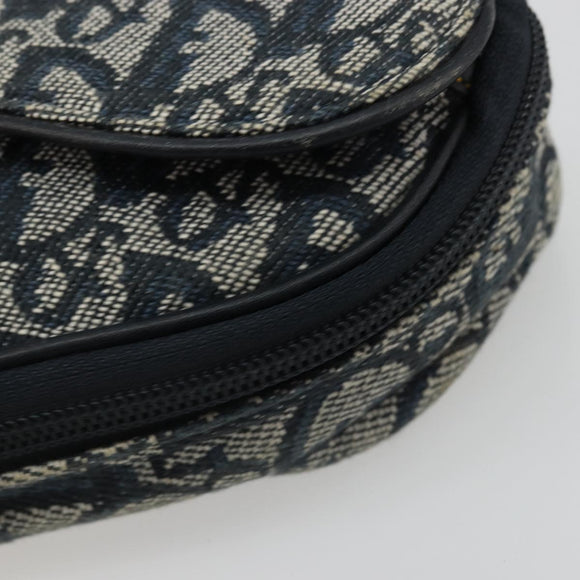 Christian Dior Trotter Canvas Satteltasche Marinegold Auth 184973A
