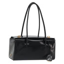 PRADA Hand Bag Leather Black Gold Auth 184974SV-1