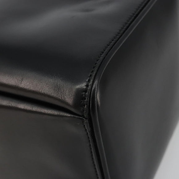 PRADA Hand Bag Leather Black Gold Auth 184974SV