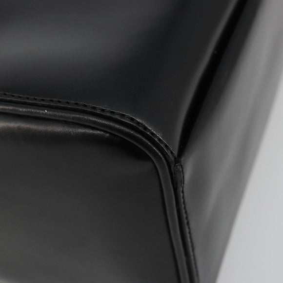 PRADA Hand Bag Leather Black Gold Auth 184974SV