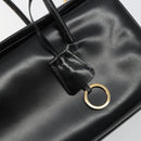 PRADA Hand Bag Leather Black Gold Auth 184974SV-8