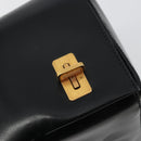 PRADA Hand Bag Leather Black Gold Auth 184974SV-20