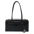 PRADA Hand Bag Leather Black Gold Auth 184974SV-13
