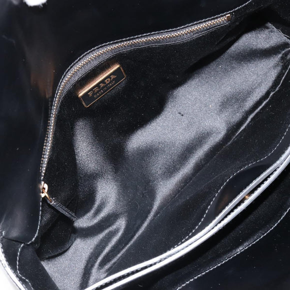 PRADA Hand Bag Leather Black Gold Auth 184974SV
