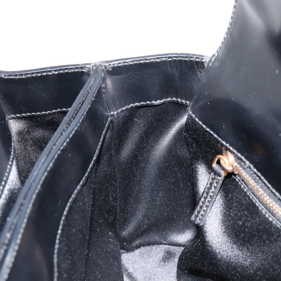 PRADA Hand Bag Leather Black Gold Auth 184974SV