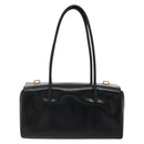 PRADA Hand Bag Leather Black Gold Auth 184974SV-2