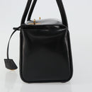 PRADA Hand Bag Leather Black Gold Auth 184974SV-3