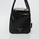 PRADA Hand Bag Leather Black Gold Auth 184974SV-4