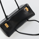 PRADA Hand Bag Leather Black Gold Auth 184974SV-6