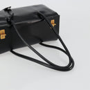 PRADA Hand Bag Leather Black Gold Auth 184974SV-7