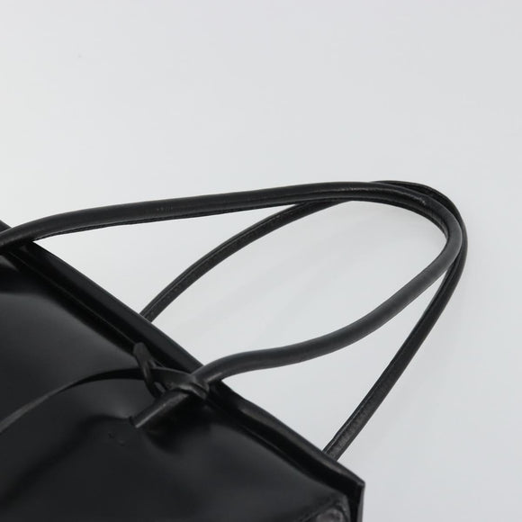 PRADA Hand Bag Leather Black Gold Auth 184974SV