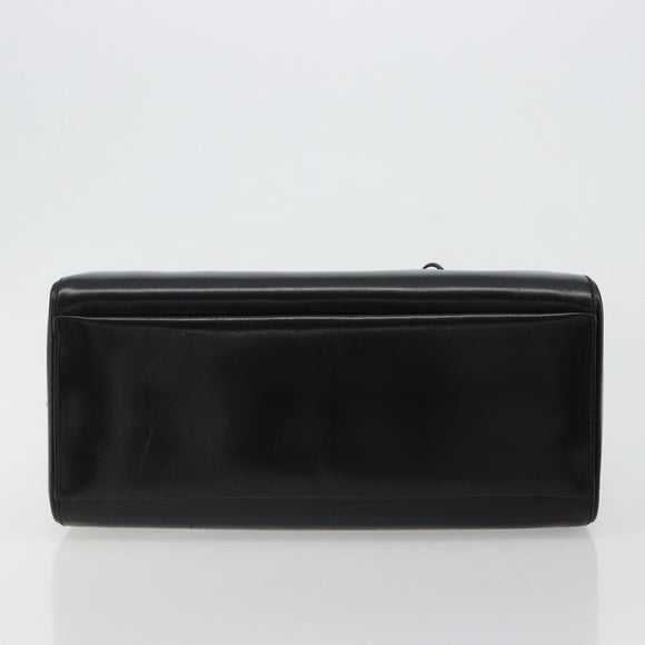 PRADA Hand Bag Leather Black Gold Auth 184974SV