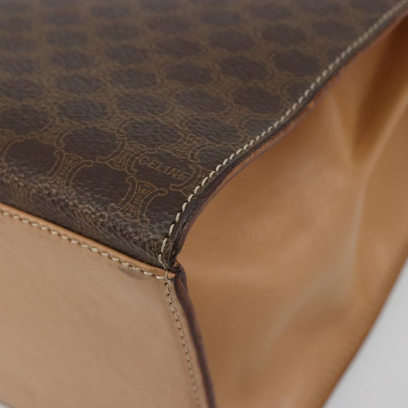 CELINE Macadam Canvas Hand Bag PVC Leather Brown Gold Auth 184975V