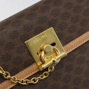 CELINE Macadam Canvas Hand Bag PVC Leather Brown Gold Auth 184975V-19