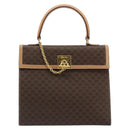 CELINE Macadam Canvas Hand Bag PVC Leather Brown Gold Auth 184975V-13