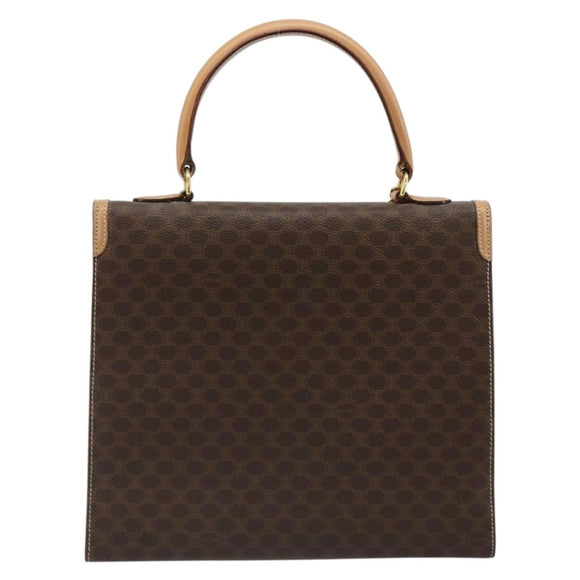 CELINE Macadam Canvas Hand Bag PVC Leather Brown Gold Auth 184975V