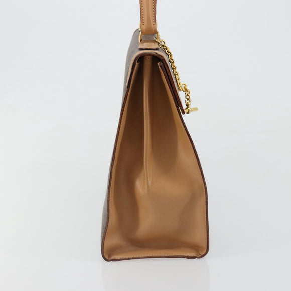 CELINE Macadam Canvas Hand Bag PVC Leather Brown Gold Auth 184975V