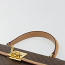CELINE Macadam Canvas Hand Bag PVC Leather Brown Gold Auth 184975V-14