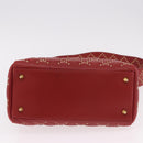 Christian Dior Lady Dior Canage Hand Bag Leather 2way Red Gold Auth 184976M-5
