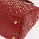 Christian Dior Lady Dior Canage Hand Bag Leather 2way Red Gold Auth 184976M-16