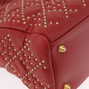 Christian Dior Lady Dior Canage Hand Bag Leather 2way Red Gold Auth 184976M-17