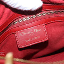 Christian Dior Lady Dior Canage Hand Bag Leather 2way Red Gold Auth 184976M-21