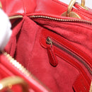 Christian Dior Lady Dior Canage Hand Bag Leather 2way Red Gold Auth 184976M-24