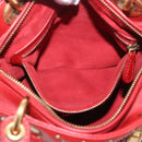 Christian Dior Lady Dior Canage Hand Bag Leather 2way Red Gold Auth 184976M-25