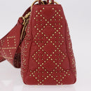 Christian Dior Lady Dior Canage Hand Bag Leather 2way Red Gold Auth 184976M-3