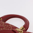 Christian Dior Lady Dior Canage Hand Bag Leather 2way Red Gold Auth 184976M-14