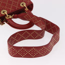 Christian Dior Lady Dior Canage Hand Bag Leather 2way Red Gold Auth 184976M-8