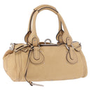 Chloe Paddington Hand Bag Leather Beige Silver Auth 184977A-1
