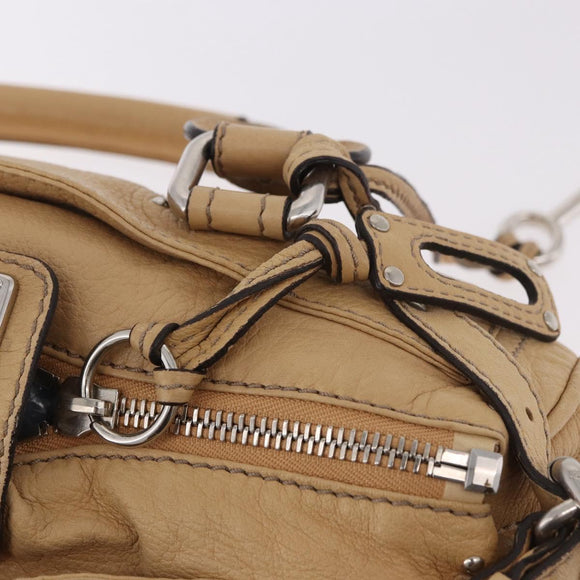 Chloe Paddington Hand Bag Leather Beige Silver Auth 184977A