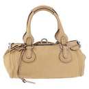 Chloe Paddington Hand Bag Leather Beige Silver Auth 184977A-2