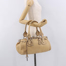 Chloe Paddington Hand Bag Leather Beige Silver Auth 184977A-26