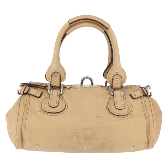 Chloe Paddington Hand Bag Leather Beige Silver Auth 184977A