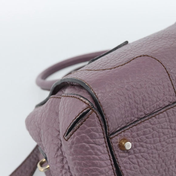 BURBERRY Hand Bag Leather Purple Silver Auth 184978