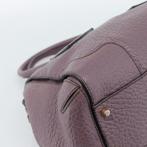 BURBERRY Hand Bag Leather Purple Silver Auth 184978