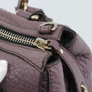 BURBERRY Hand Bag Leather Purple Silver Auth 184978-10